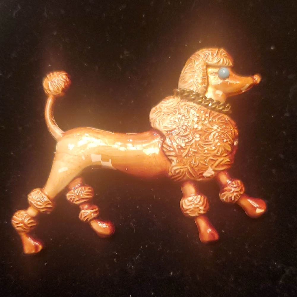 Vintage Celluloid Poodle Pin